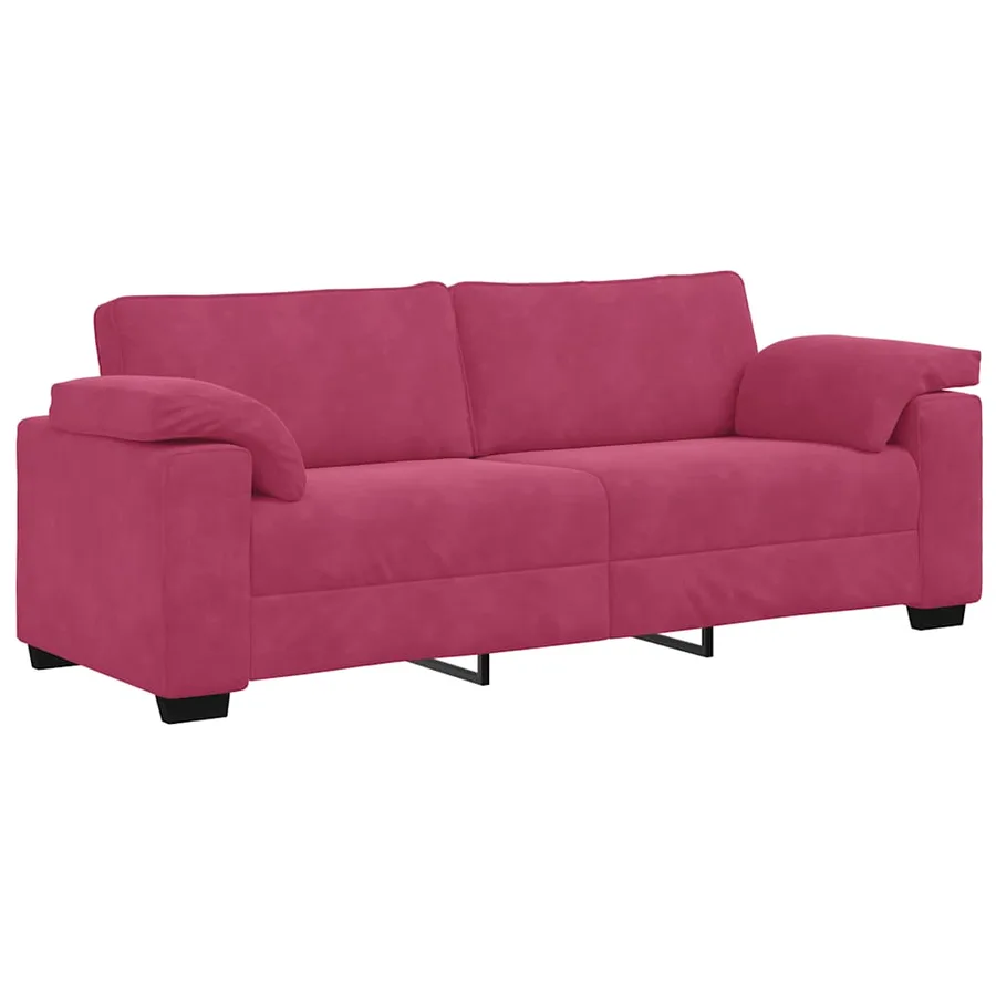 Ensemble de canapés 3 pcs avec coussins Rouge bordeaux Velours - 6