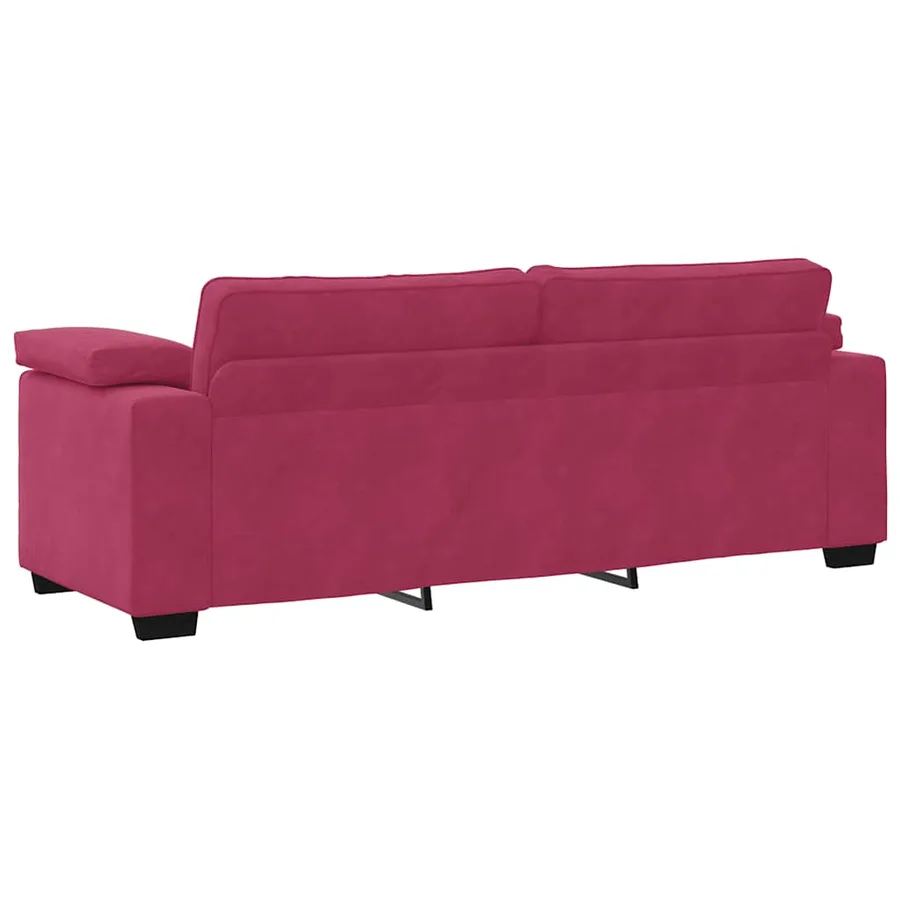 Ensemble de canapés 3 pcs avec coussins Rouge bordeaux Velours - 9