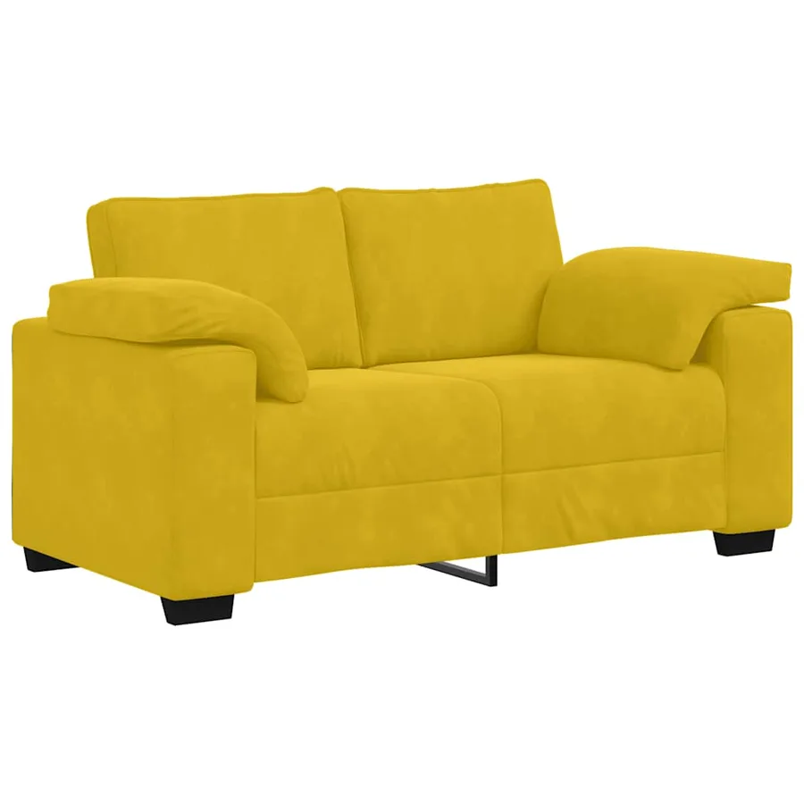 Ensemble canapé 2 pcs avec coussins velours jaune - 4