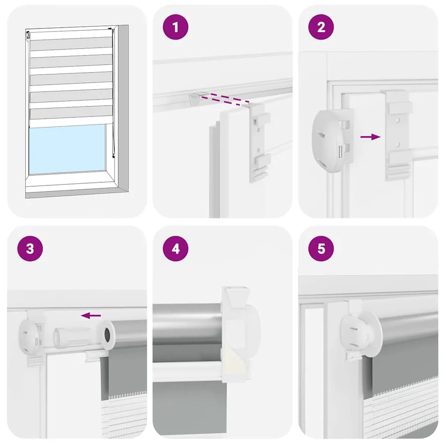 Store vénitien zébré 120,9 x 175 cm, largeur du tissu 116,7 cm, gris - 6