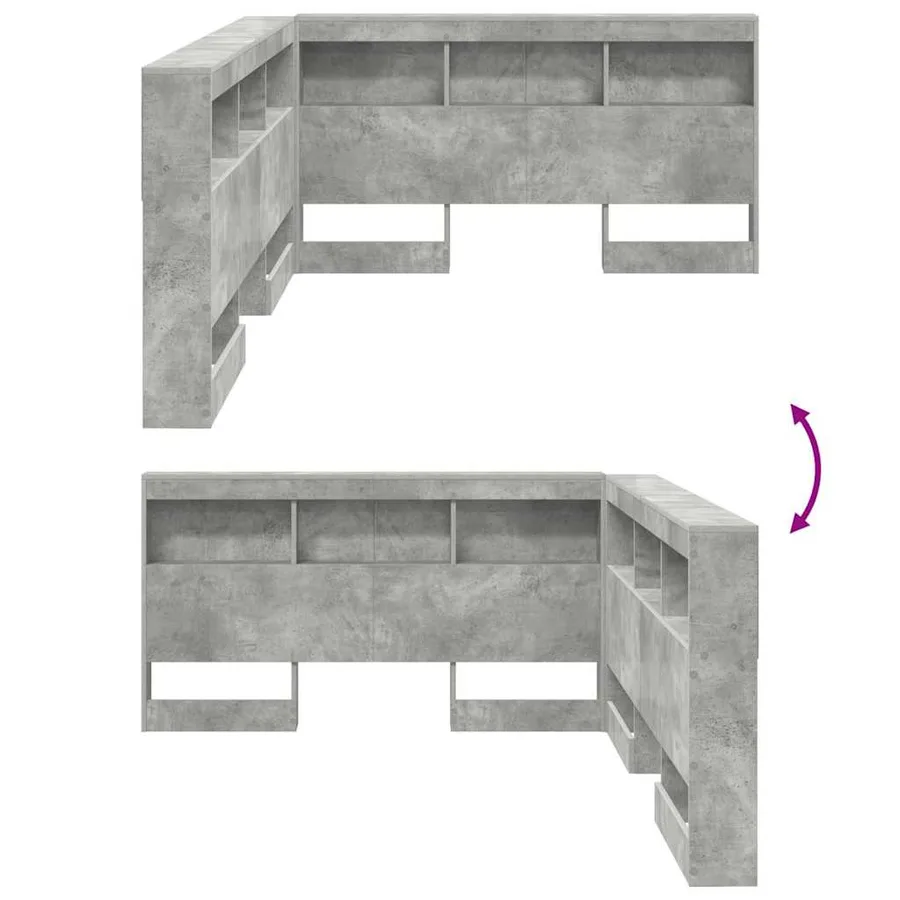 Tête de lit de rangement Gris béton 135 cm Bois d'ingénierie - 10
