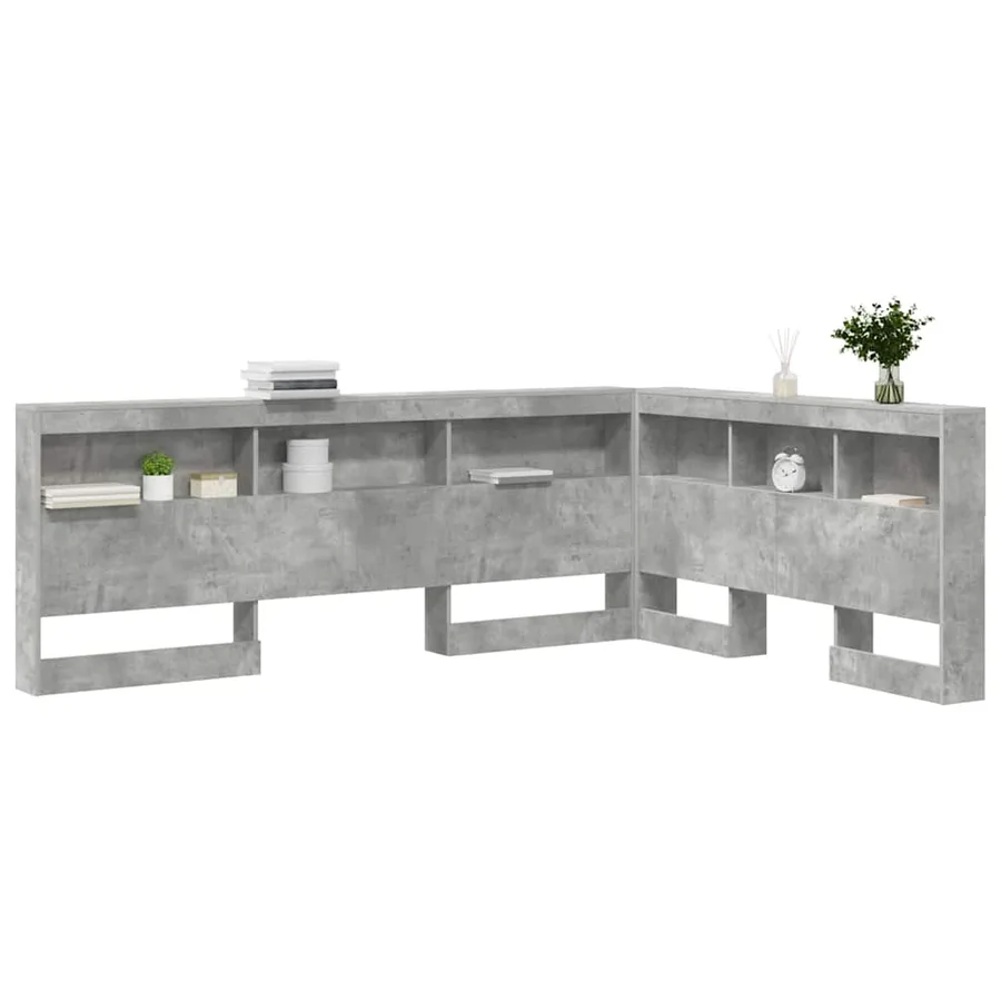 Tête de lit de rangement Gris béton 135 cm Bois d'ingénierie - 3