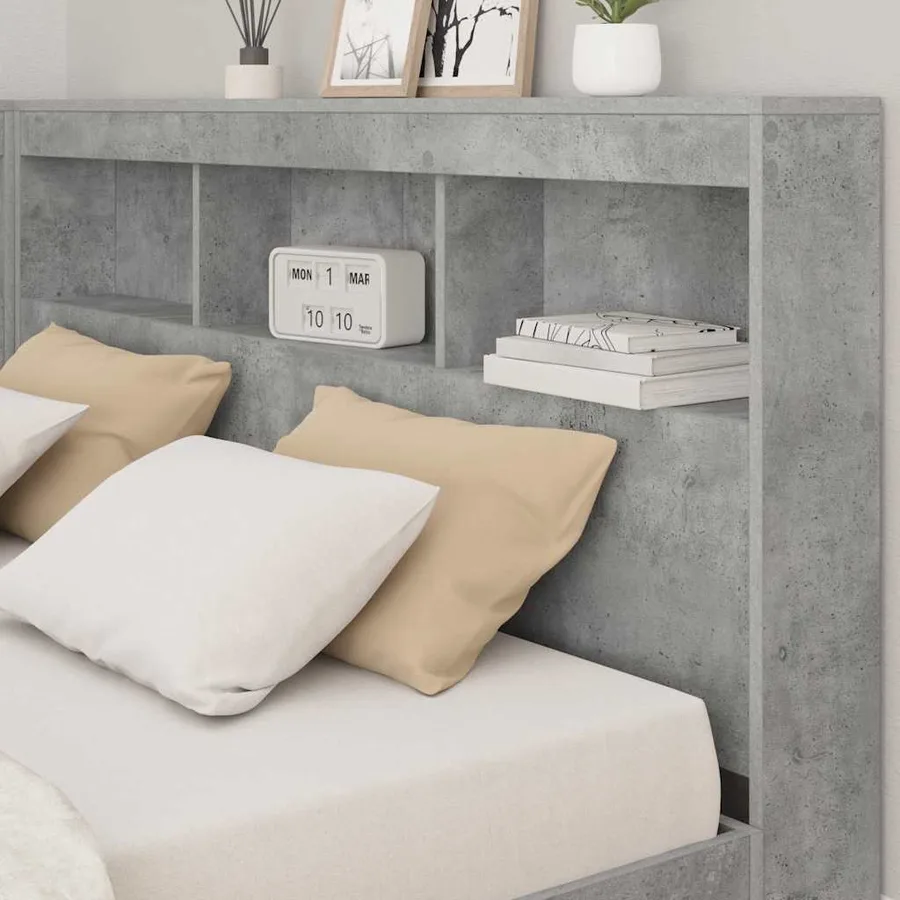 Tête de lit de rangement Gris béton 135 cm Bois d'ingénierie - 4