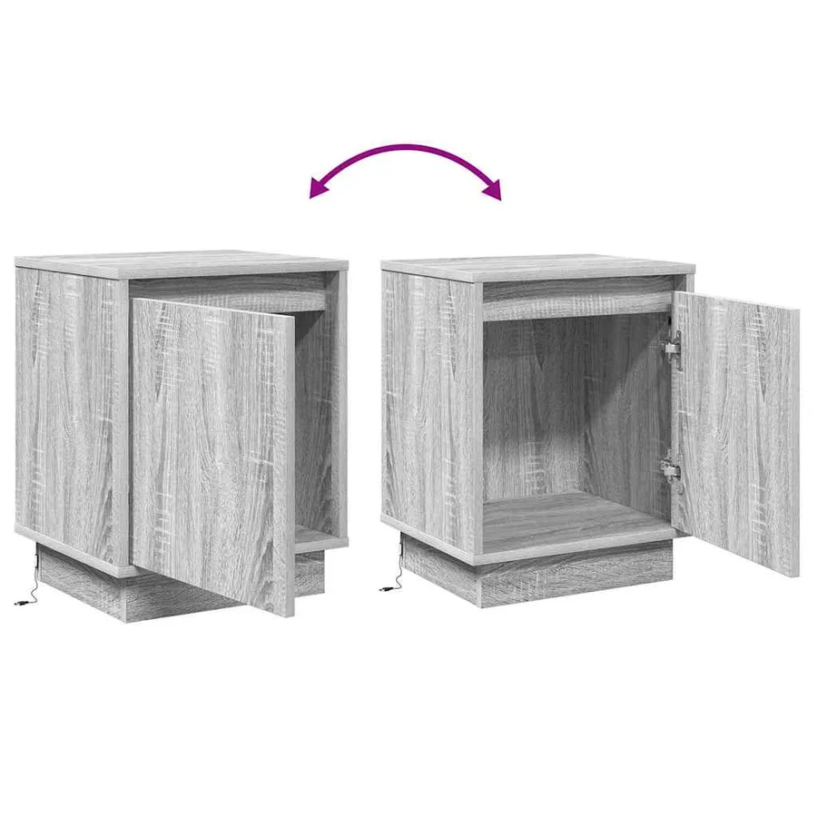 Cabinet de chevet Gris 39 x 34,5 x 50 cm Bois d'ingénierie - 13