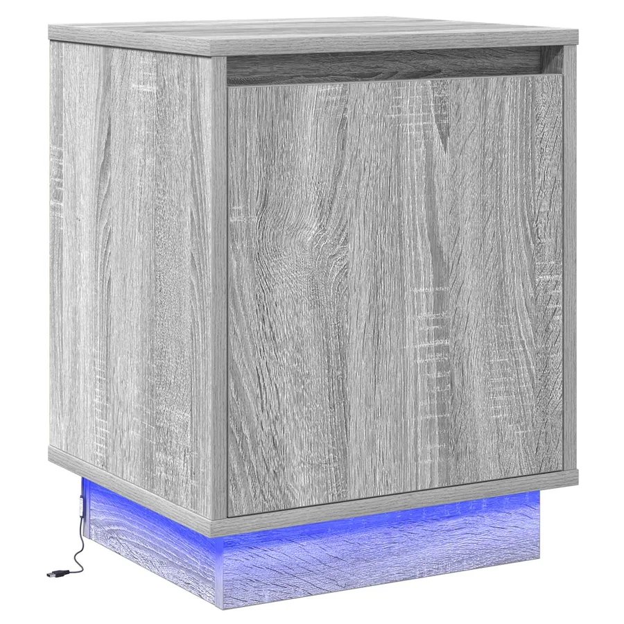 Cabinet de chevet Gris 39 x 34,5 x 50 cm Bois d'ingénierie - 2