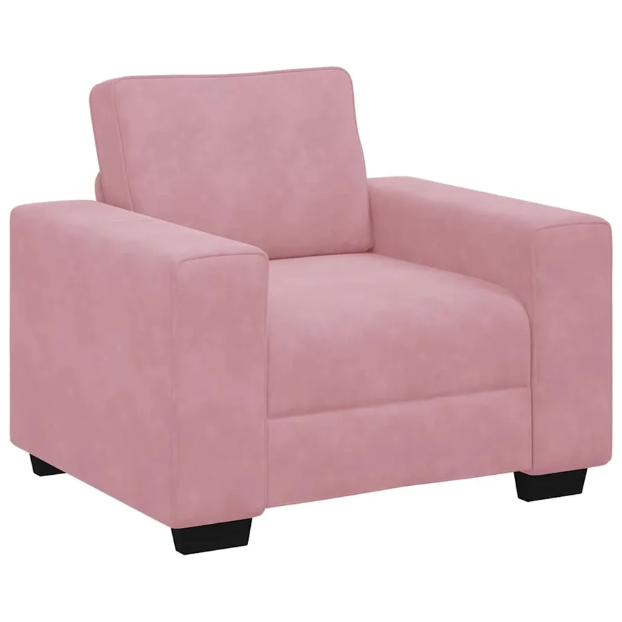 Fauteuil canapé rose 100x77x82 cm velours - 2