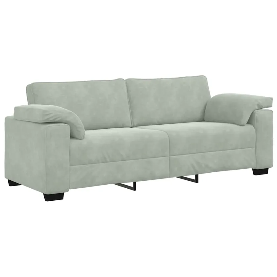 Ensemble de canapés 3 pcs avec coussins Gris clair Velours - 6