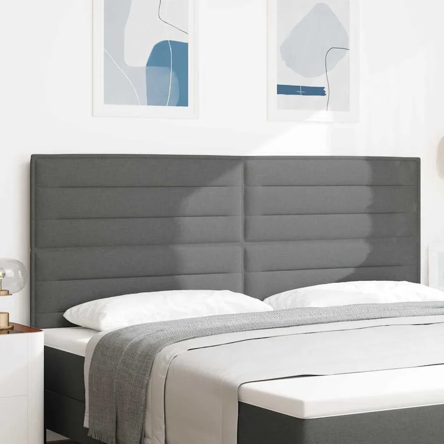 Tête de lit LED avec bandes LED Gris foncé 200 cm tissu