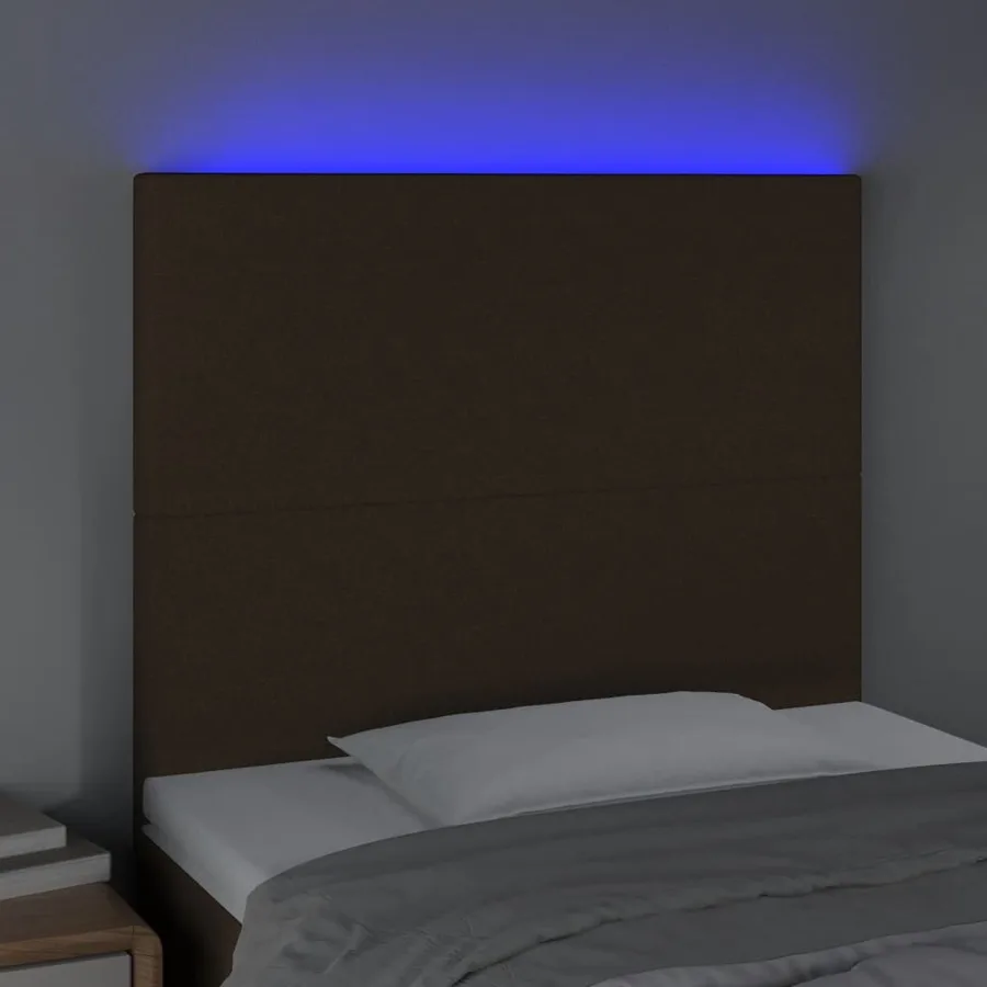 Tête de lit à LED Marron foncé 100x5x118/128 cm Tissu - 3