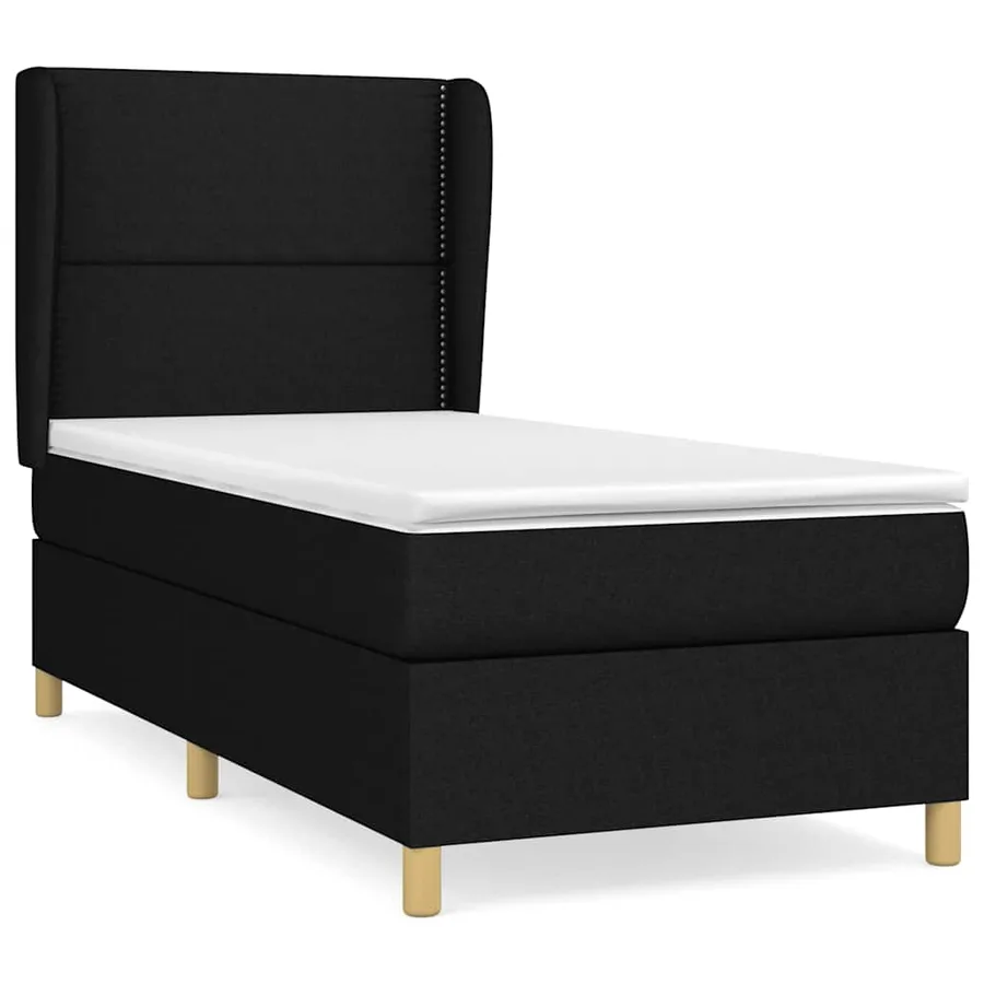 Sommier à lattes de lit avec matelas Noir 90x190 cm Tissu - 2