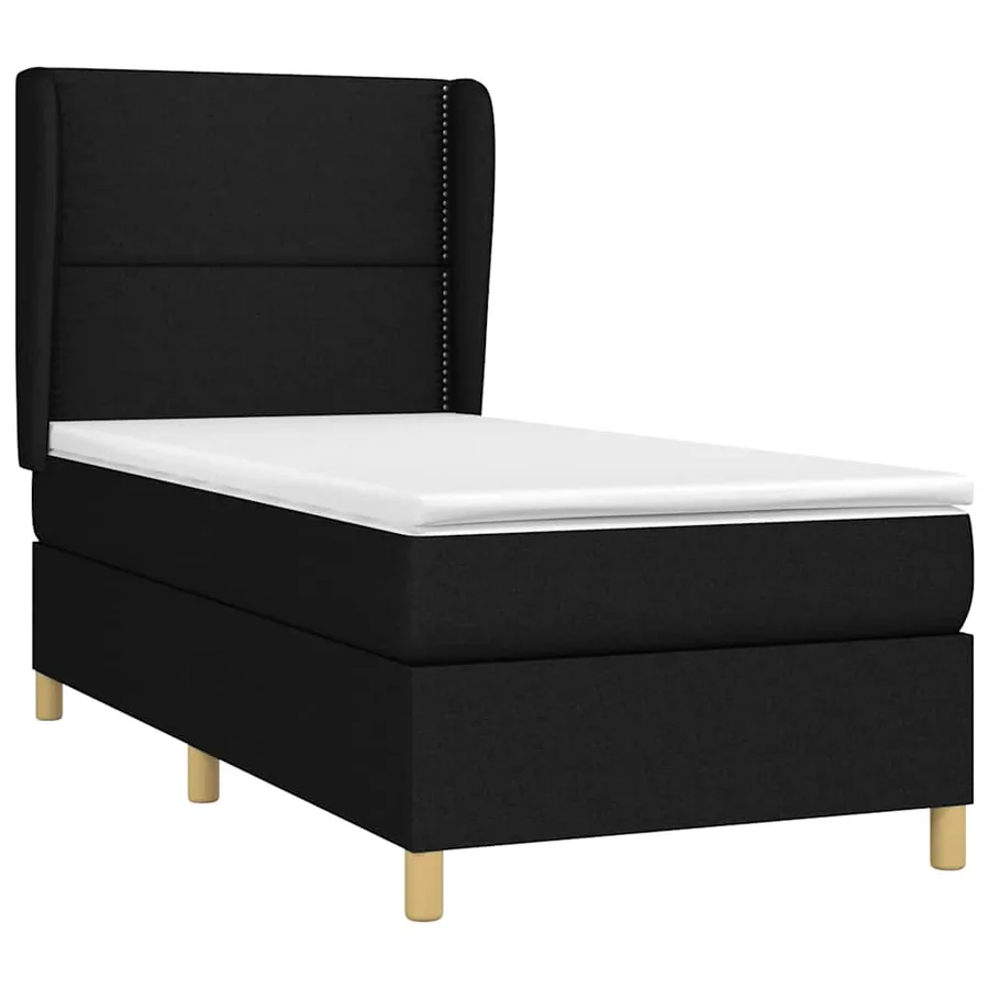 Sommier à lattes de lit avec matelas Noir 90x190 cm Tissu - 3