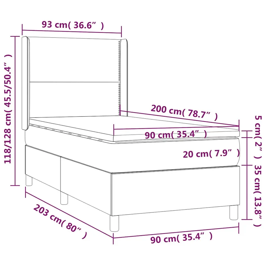 Sommier à lattes de lit avec matelas Noir 90x200 cm Tissu - 7