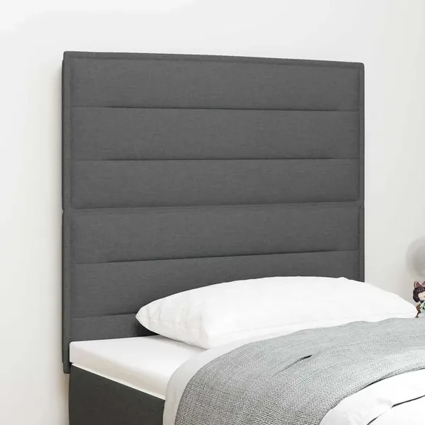 Tête de lit LED avec bandes LED Gris foncé 90 cm tissu