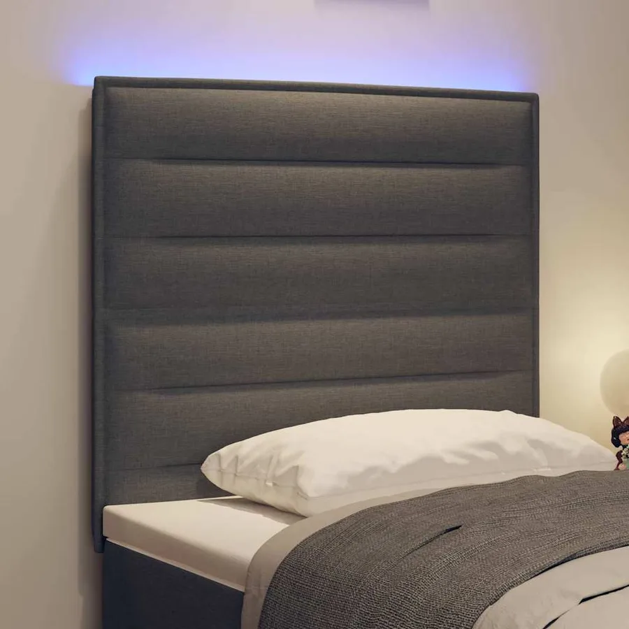 Tête de lit LED avec bandes LED Gris foncé 90 cm tissu - 4