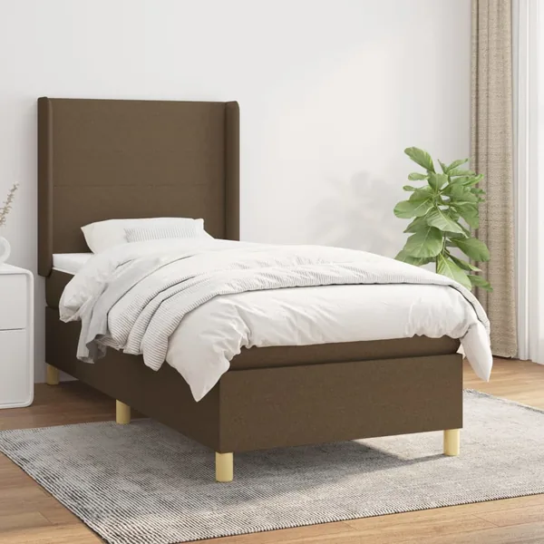 Sommier à lattes de lit avec matelas Marron foncé 100x200 cm