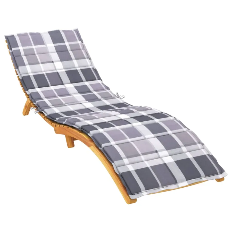 Coussin de chaise longue motif à carreaux gris 200x50x3 cm - 3