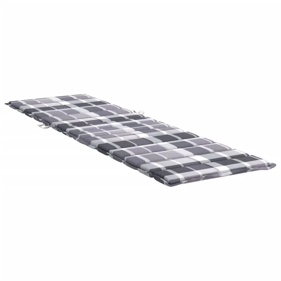 Coussin de chaise longue motif à carreaux gris 200x50x3 cm - 4