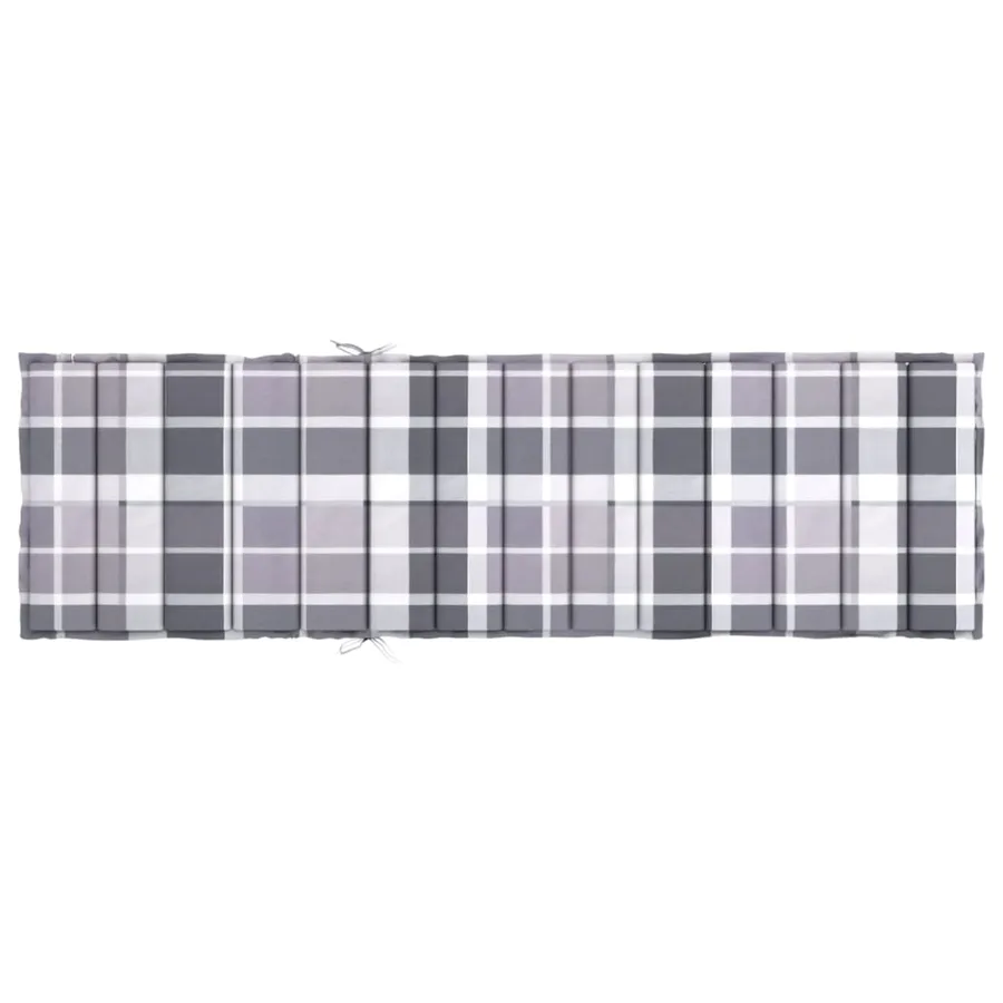 Coussin de chaise longue motif à carreaux gris 200x50x3 cm - 5