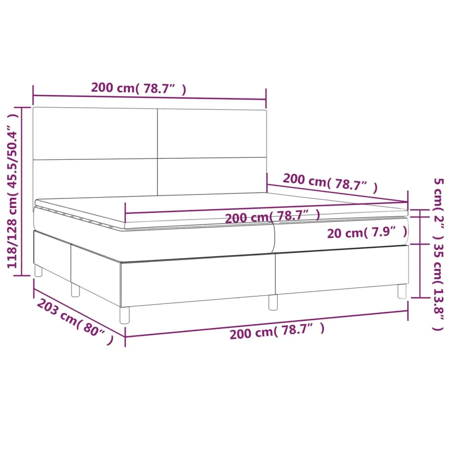 Sommier à lattes de lit avec matelas Marron foncé 200x200 cm - 6