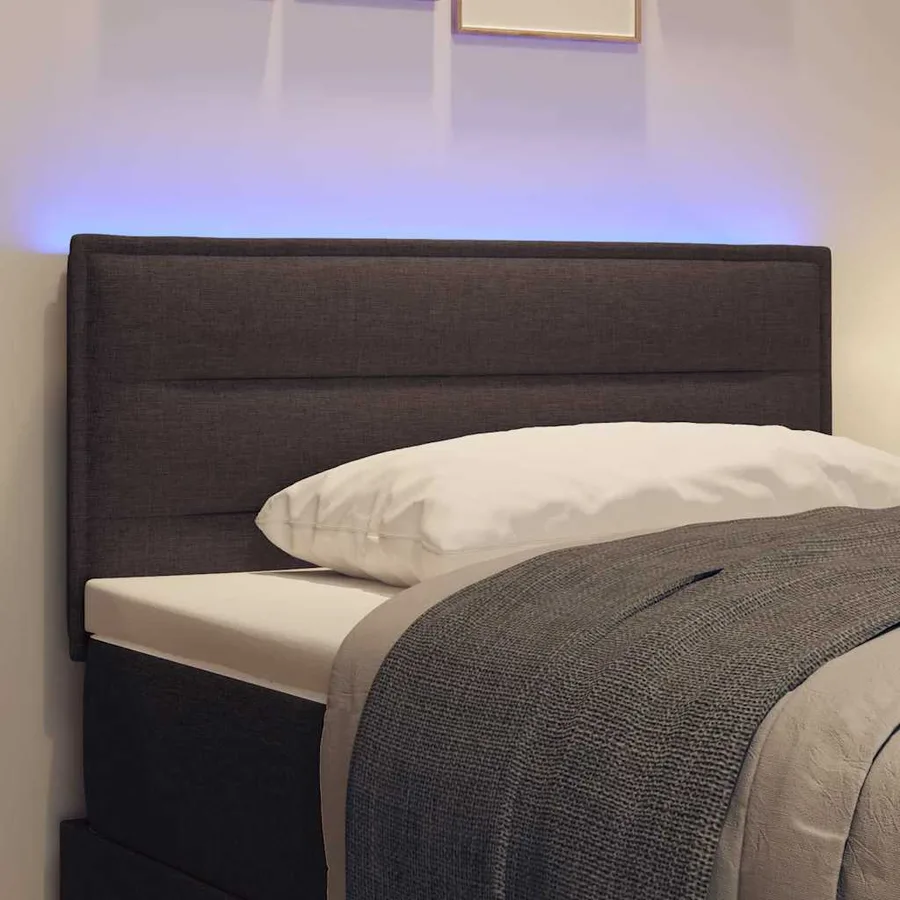 Tête de lit LED avec bandes LED Marron foncé 90 cm tissu - 4