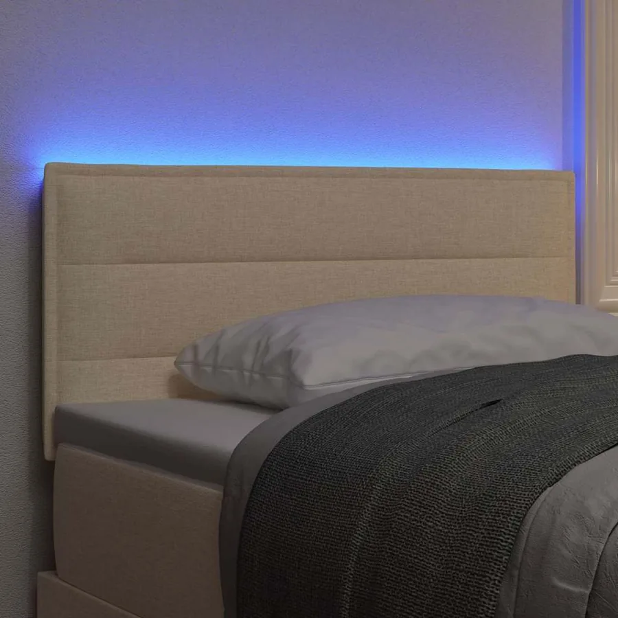 Tête de lit LED avec bandes LED Crème 100 cm tissu - 4