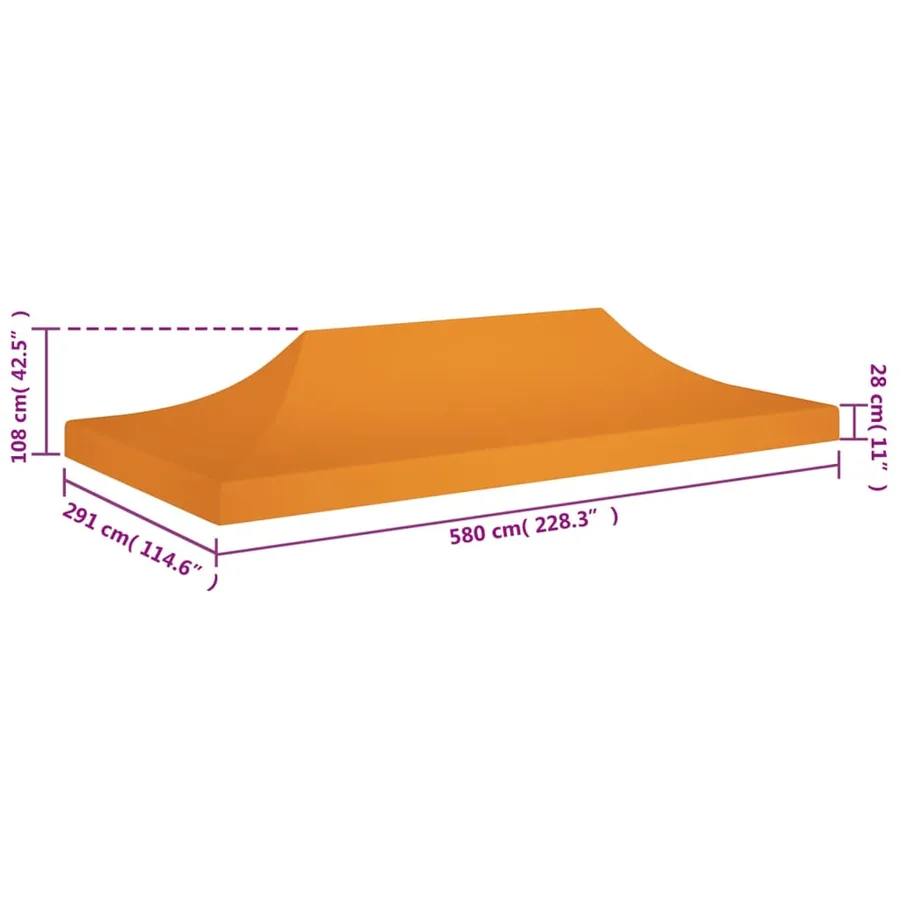 Toit de tente de réception 6x3 m Orange 270 g/m² - 6