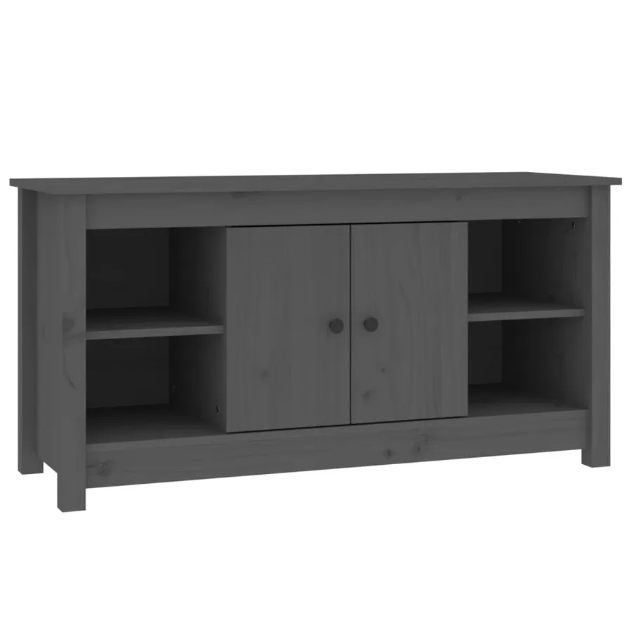 Meuble TV Gris 103x36,5x52 cm Bois de pin massif - 2