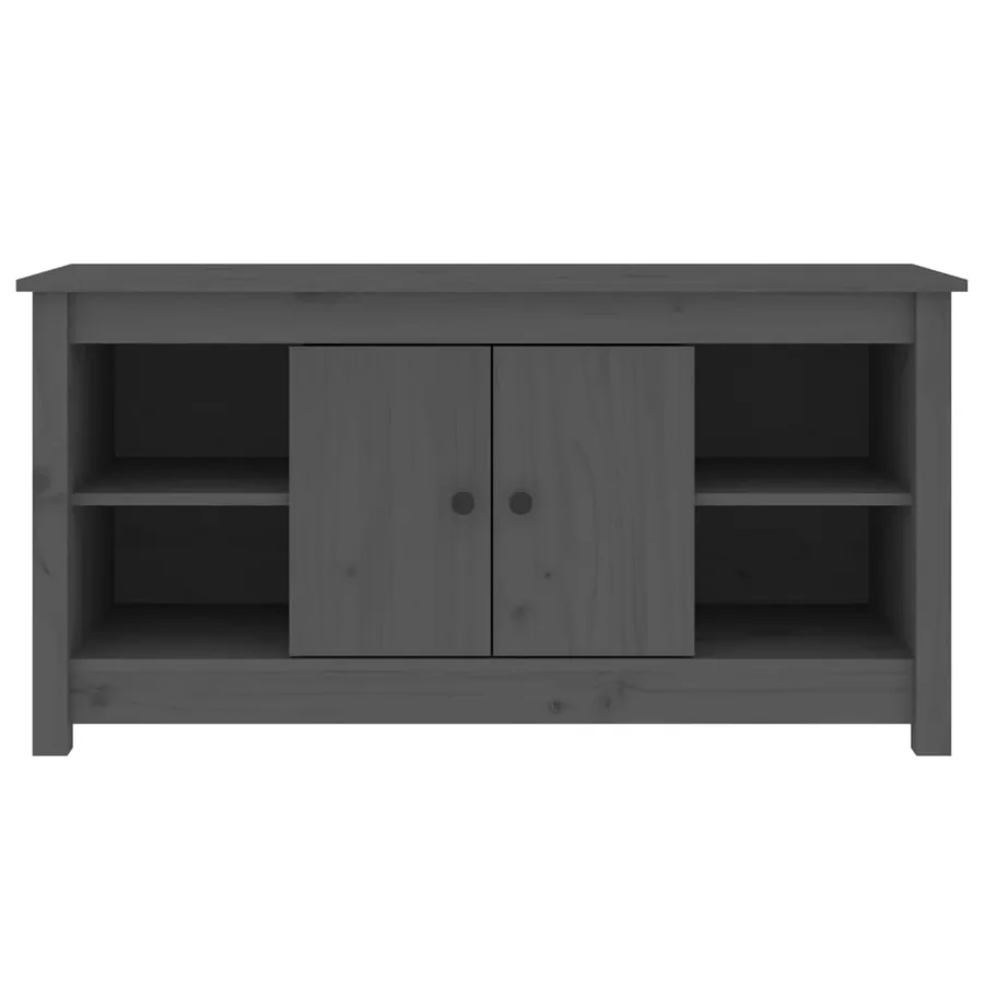 Meuble TV Gris 103x36,5x52 cm Bois de pin massif - 3