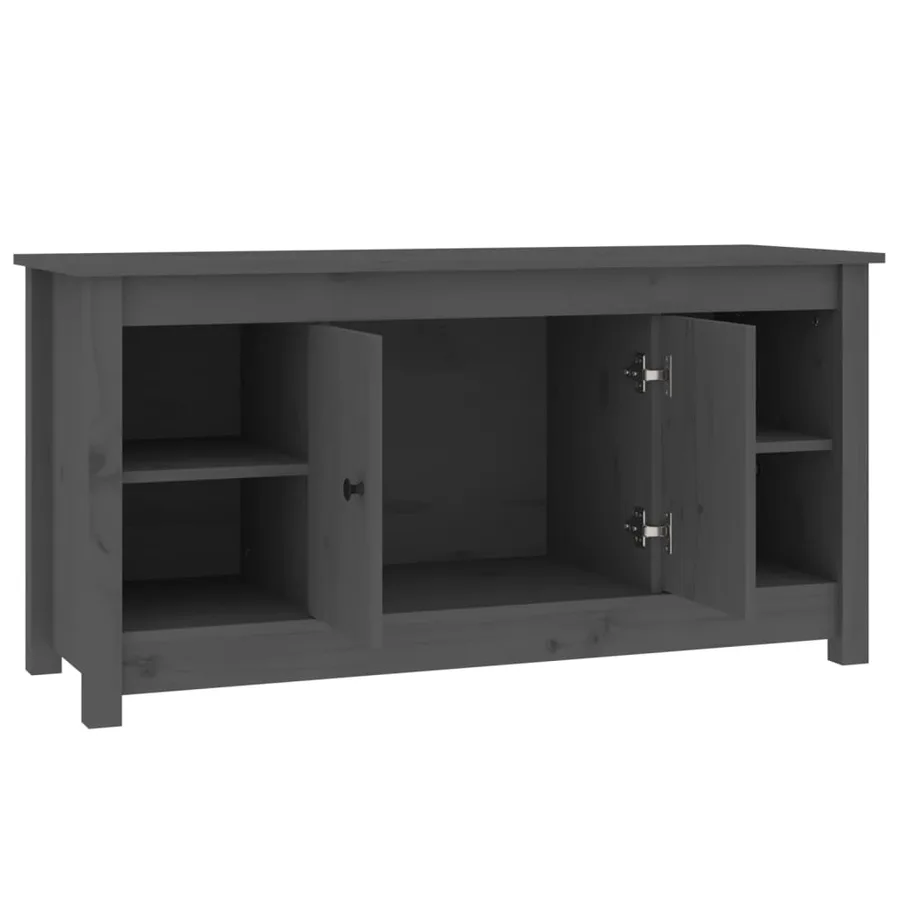 Meuble TV Gris 103x36,5x52 cm Bois de pin massif - 4