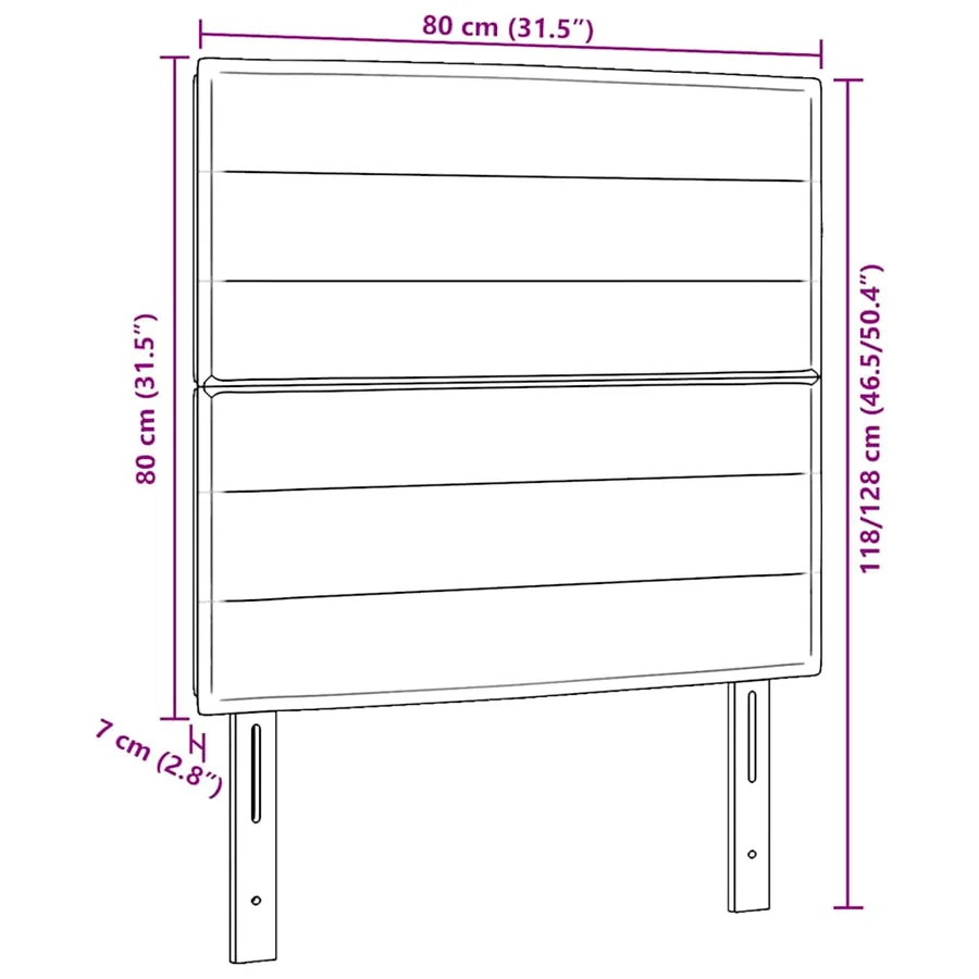 Tête de lit LED avec bandes LED Gris clair 80 cm tissu - 8