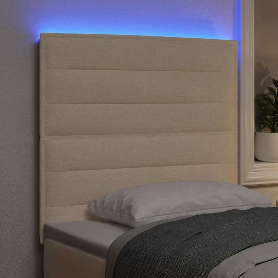 Tête de lit LED avec bandes LED Crème 100 cm tissu - 4