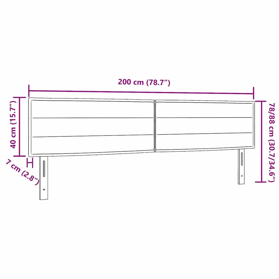 Tête de lit LED avec bandes LED Crème 200 cm tissu - 10