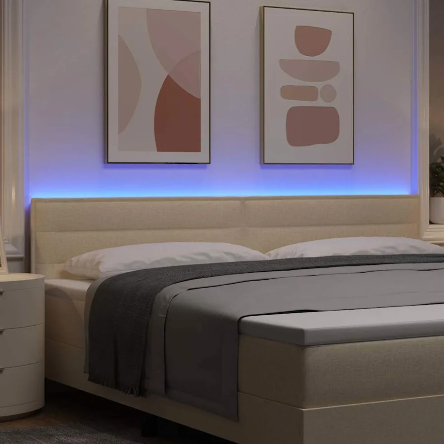 Tête de lit LED avec bandes LED Crème 200 cm tissu - 4