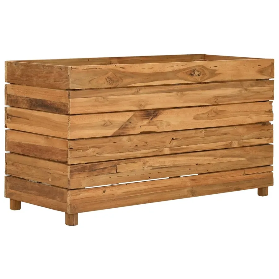 Lit surélevé 100x40x55 cm bois de teck recyclé et acier - 10