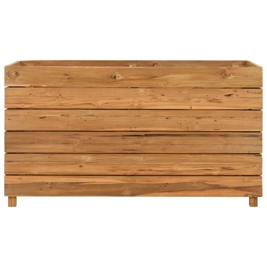 Lit surélevé 100x40x55 cm bois de teck recyclé et acier - 3