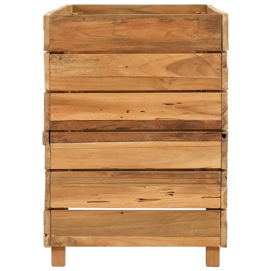 Lit surélevé 100x40x55 cm bois de teck recyclé et acier - 4