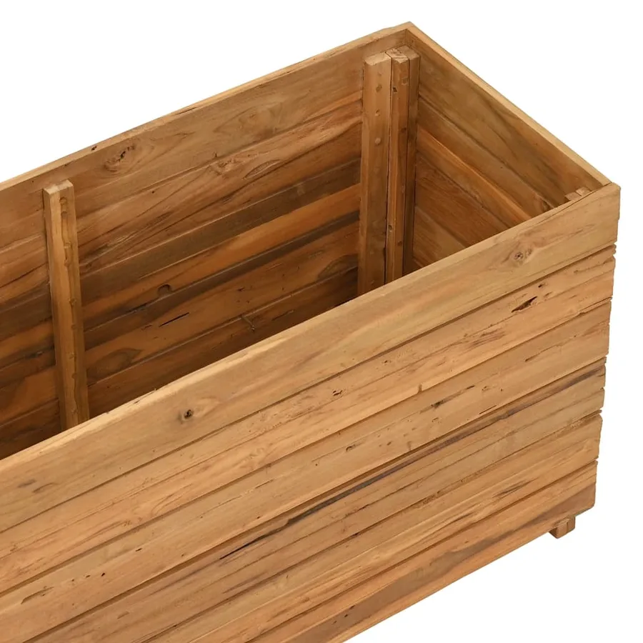 Lit surélevé 100x40x55 cm bois de teck recyclé et acier - 5