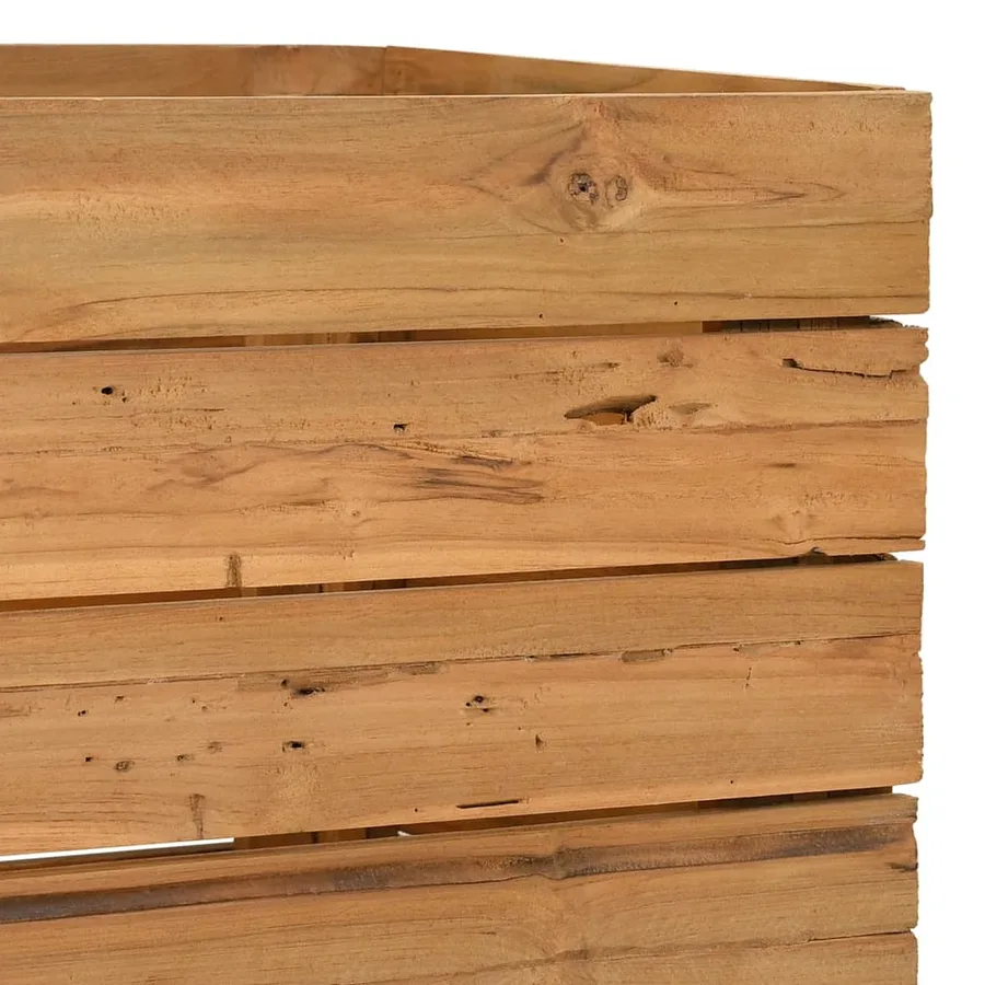 Lit surélevé 100x40x55 cm bois de teck recyclé et acier - 6