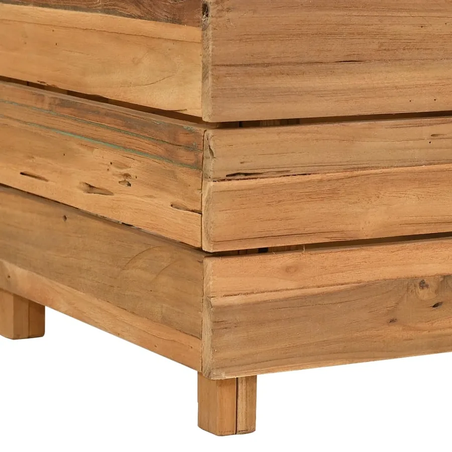 Lit surélevé 100x40x55 cm bois de teck recyclé et acier - 7
