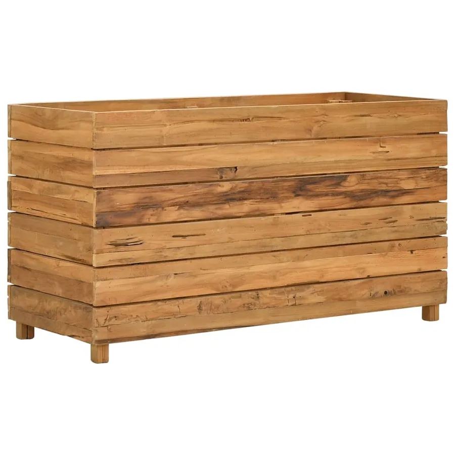 Lit surélevé 100x40x55 cm bois de teck recyclé et acier - 9
