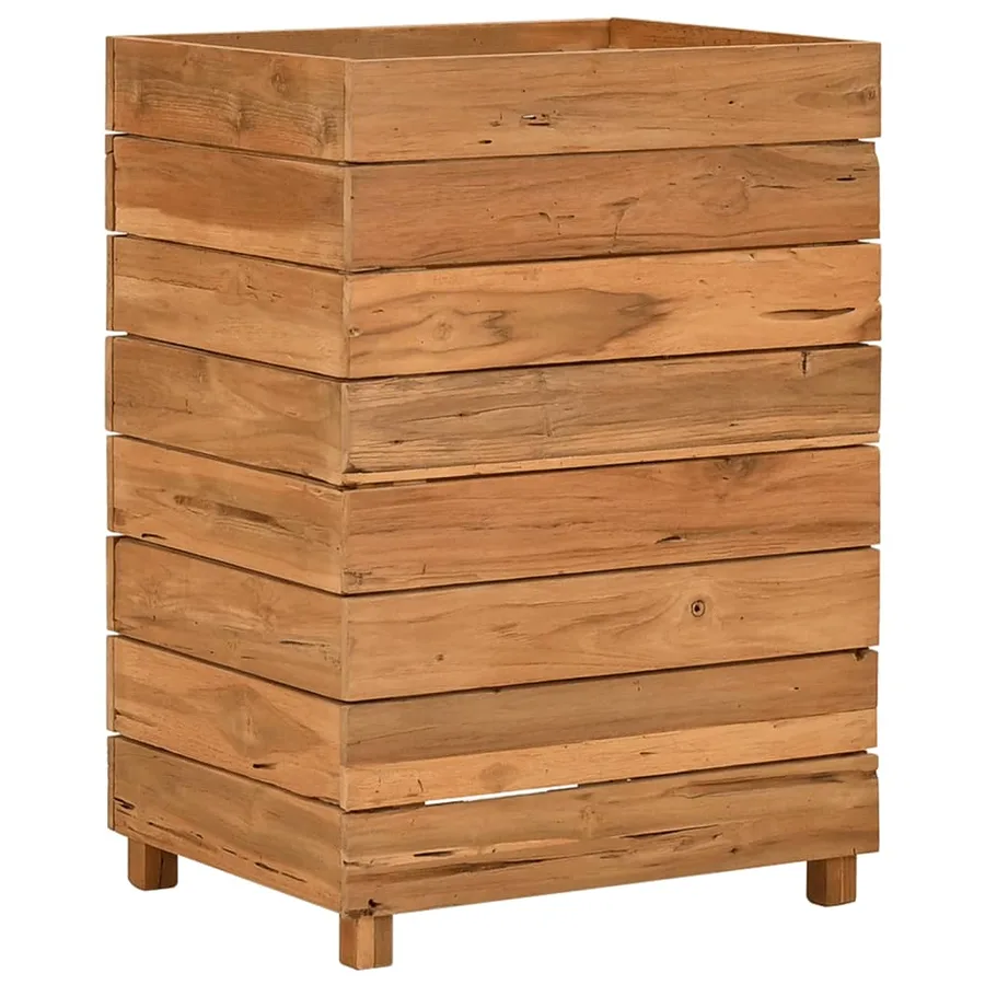 Lit surélevé 50x40x72 cm bois de teck recyclé et acier - 11