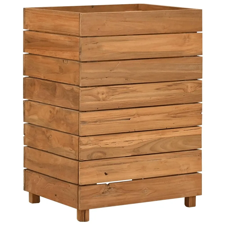 Lit surélevé 50x40x72 cm bois de teck recyclé et acier - 12