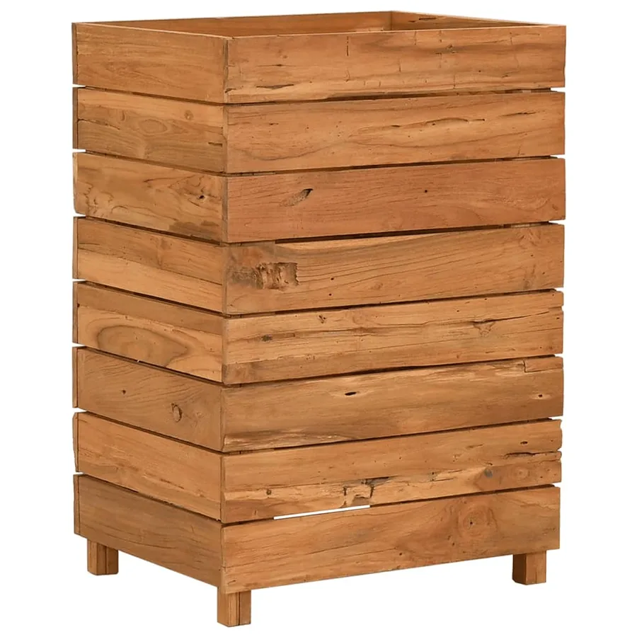 Lit surélevé 50x40x72 cm bois de teck recyclé et acier - 9