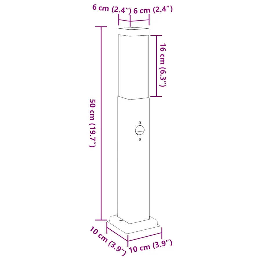 Borne lumineuse avec détecteur 50 cm Noir IP44 - 11