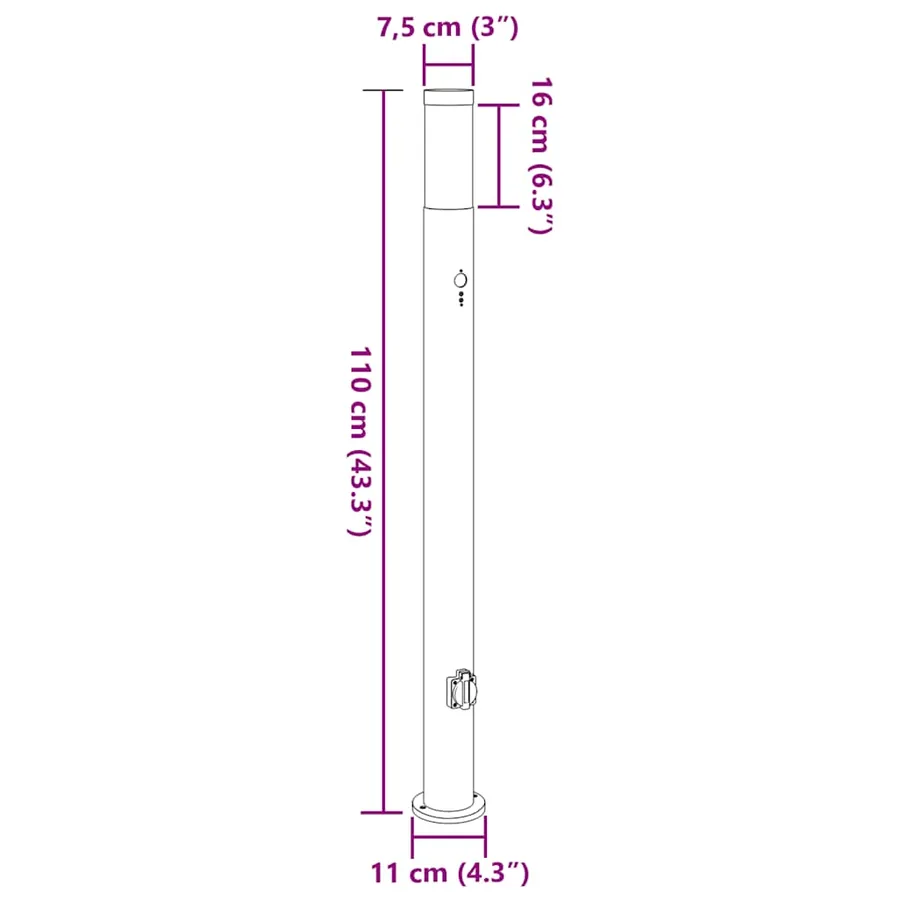Borne lumineuse avec détecteur et prise 110 cm acier inoxydable IP44 - 13