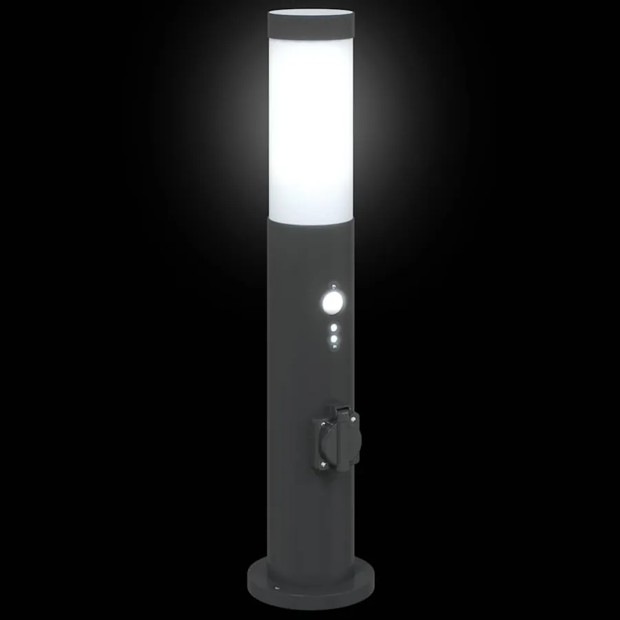 Bornes lumineuses avec détecteur et prise lot de 3 50 cm acier inoxydable IP44 - 5