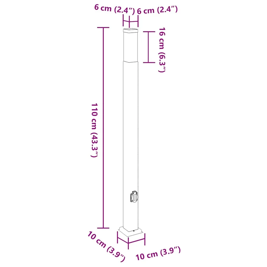 Borne lumineuse avec sortie 110 cm en acier inoxydable IP44 - 12