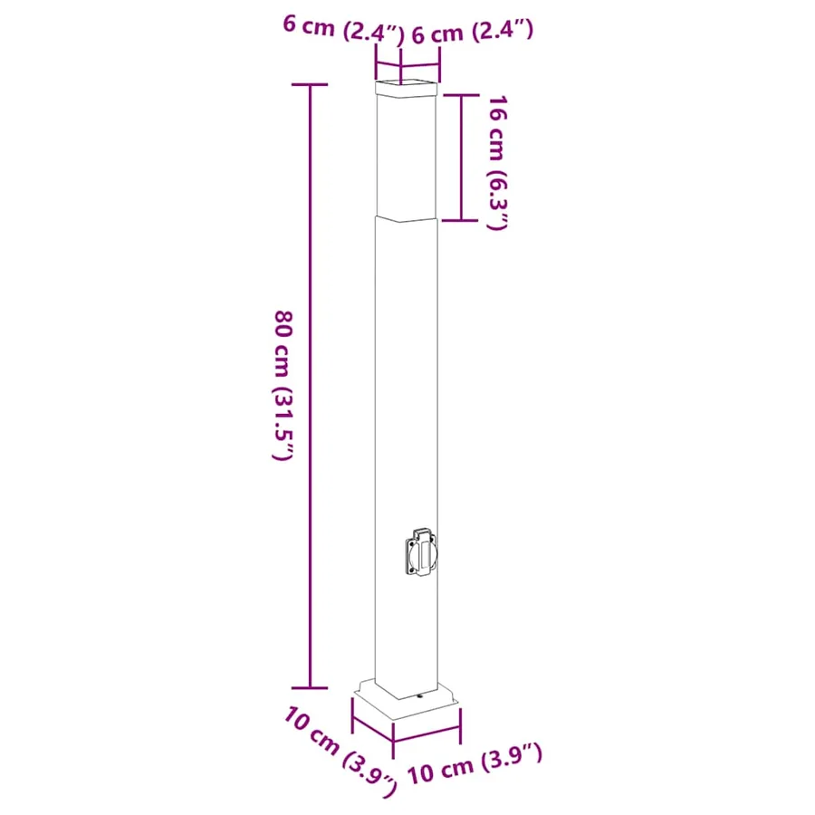 Borne lumineuse avec sortie 80 cm en acier inoxydable IP44 - 12