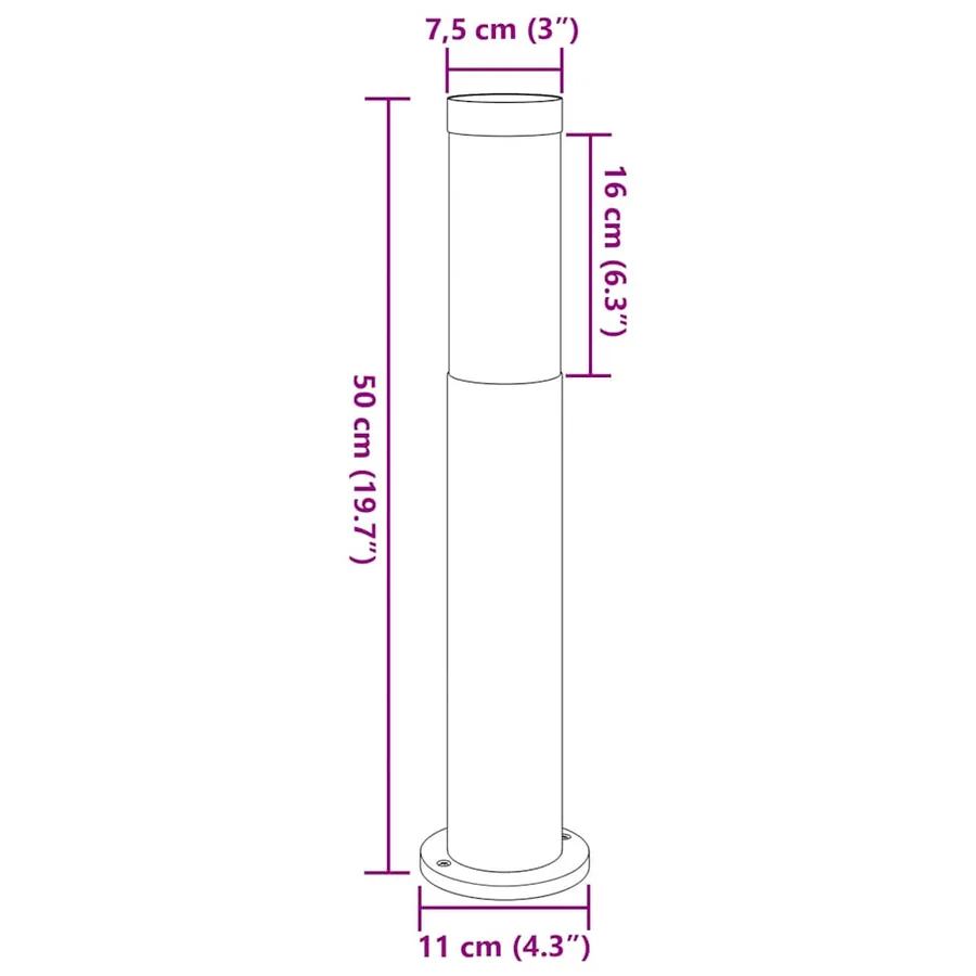 Borne lumineuse 50 cm en acier inoxydable IP44 - 10