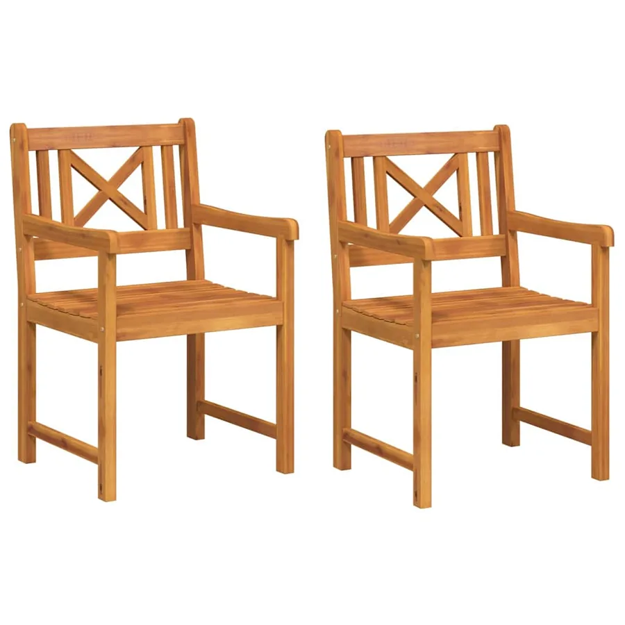 Chaises de jardin 2 pcs Naturel Bois d'Acacia Massif - 2